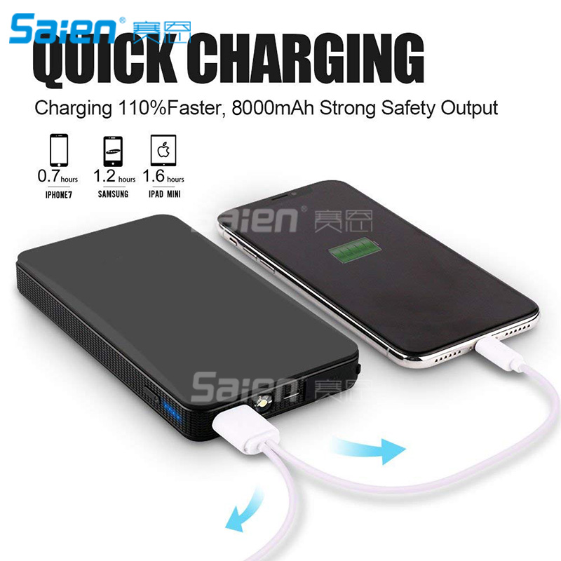Flashlights Torches Portable Car Jump Starter 400A Peak 8000mAh Up to 25L Gas Car Mini Auto Battery Booster Power Pack with Sma