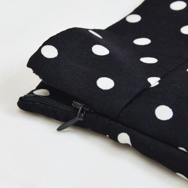 Plus Size Vintage Black White Polka Dot Ruffle Hem Fishtail Skirt Women Summer Mid Waist Casual Office Lady Streetwear Skirts