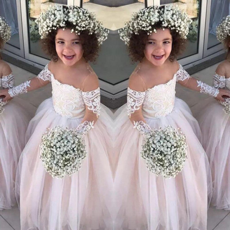 Lace Sheer Long Sleeves Girls Pageant Gowns Tulle Ball Gown Flower Girl Dresses For Wedding Baby Birthday Party Dress Cheap, Ivory
Lace Sheer Long Sleeves Girls Pageant Gowns Tulle Ball Gown Flower Girl Dresses For Wedding Baby Birthday Party Dress Cheap, Ivory