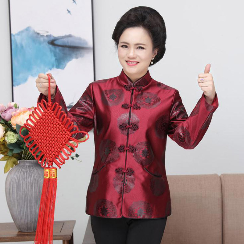 Elder Ladies Clothing Women Tang Suit Chinese Traditional Thick Coat Jacket Winter Parka Birthday Wear Chinese New Year Gift