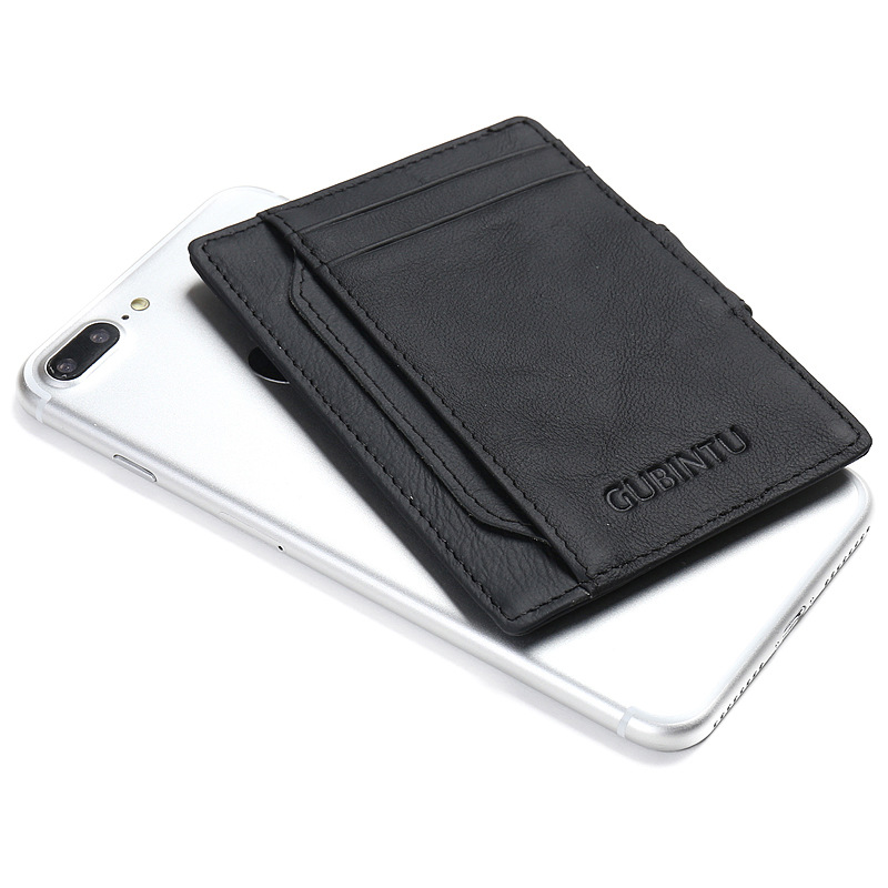 high quality fashion short ultra thin anti theft rfid magnet money clip designer top grain cowhide genuine leather men wallets
