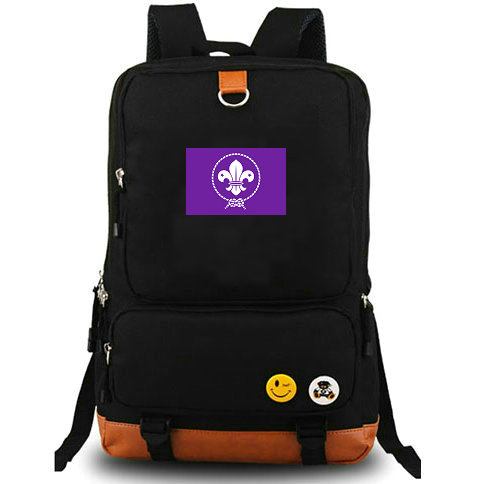 World Organization Scout Movement backpack Wosm day pack Flag school bag Casual packsack Good rucksack Sport schoolbag Outdoor daypack, Black 
World Organization Scout Movement backpack Wosm day pack Flag school bag Casual packsack Good rucksack Sport schoolbag Outdoor daypack, Black