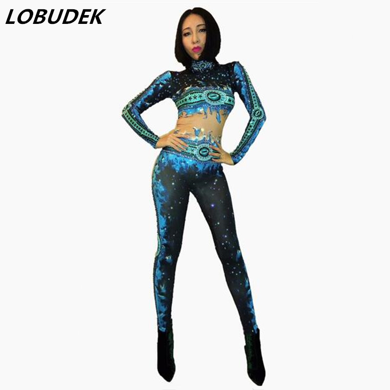 Blue flame Sparkly stone jumpsuit sexy Leotard Elastic bodysuit Lead dance singer nightclub stage costumes DJ show outift
Blue flame Sparkly stone jumpsuit sexy Leotard Elastic bodysuit Lead dance singer nightclub stage costumes DJ show outift