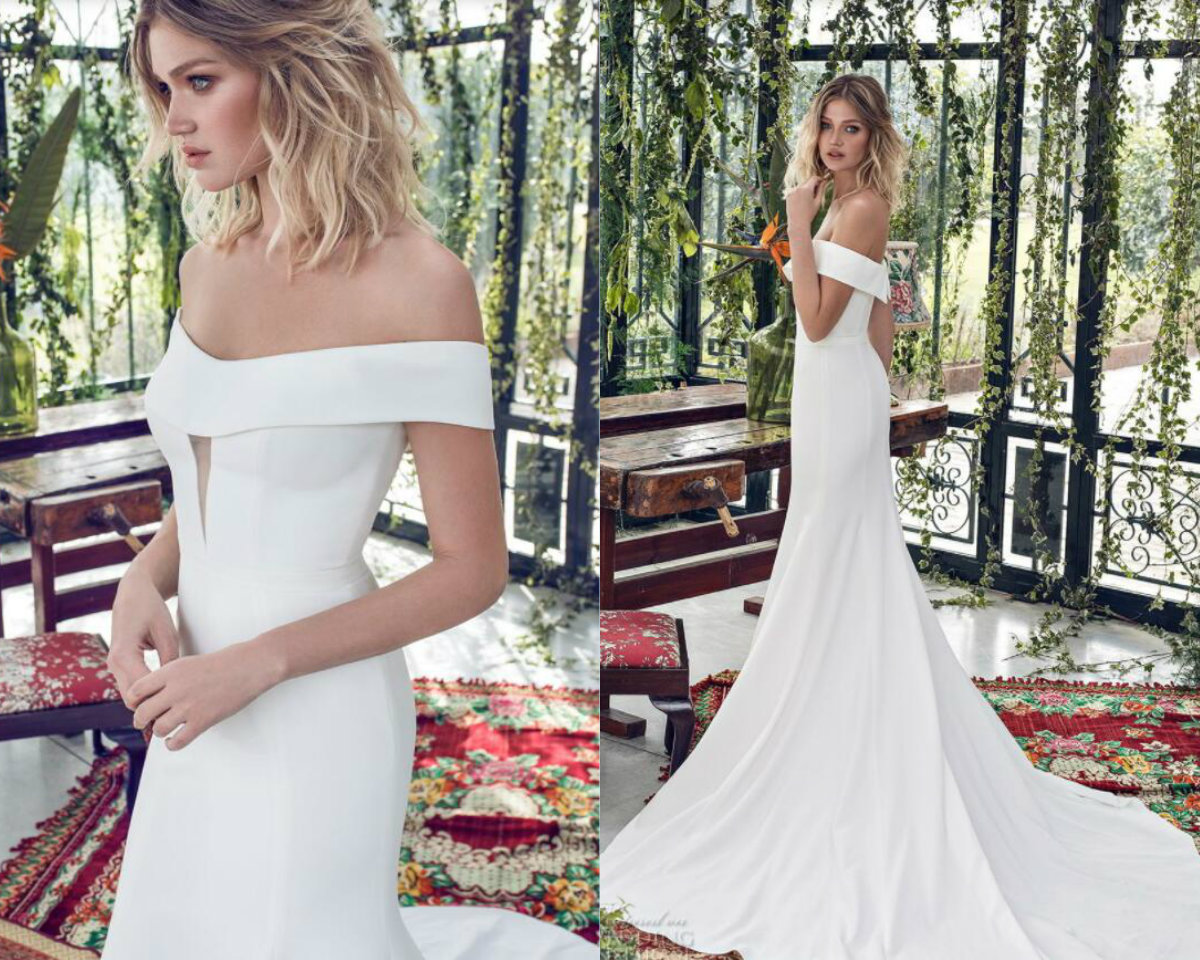 Limor Rosen Mermaid Wedding Dresses Off The Shoulder Sweep Train Satin Beach Wedding Gowns Simple Cheap Bridal Dress Plus Size robes de mari