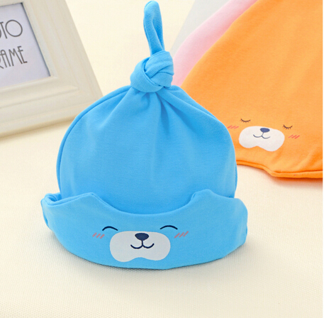 Newborn Baby Ear Protection Cap Cute Bear Air-conditioned Room hat Baby Hair Bows Hat Spring Autumn Winter Kids hat Many color MZ04