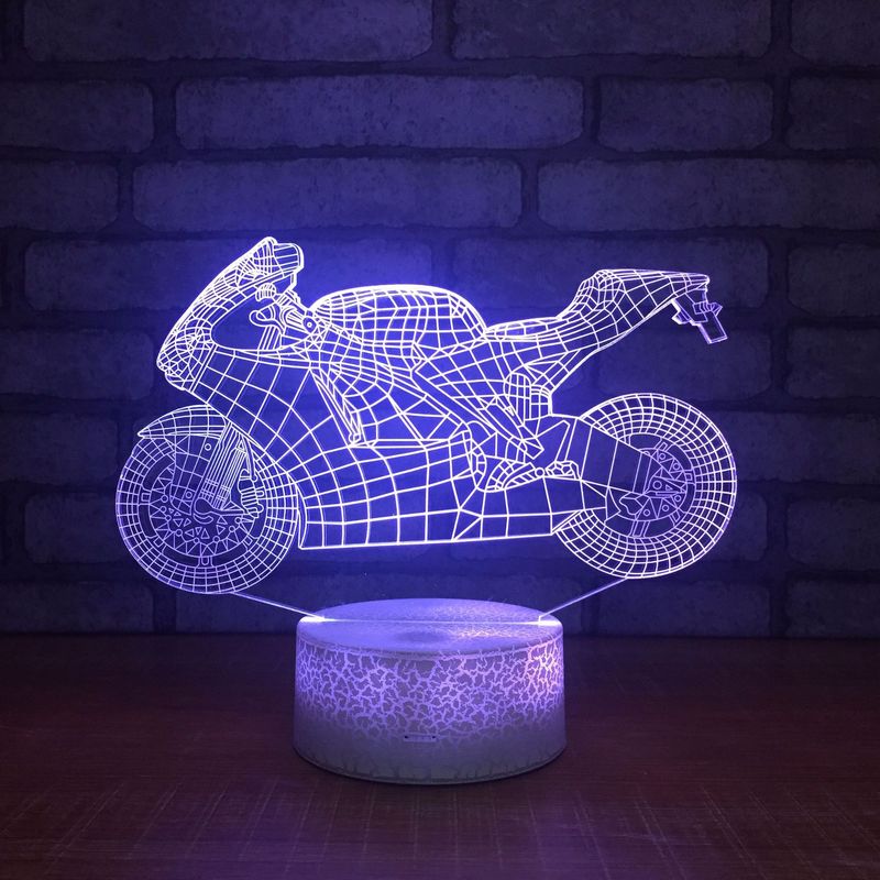3D Acrylic LED Night Light Motorcycle Shape Touch 7 Color Changing Desk Table Lamp Party Decorative Light Christmas Gift