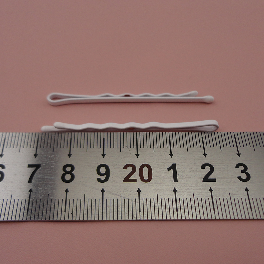 50PCS 2.0mm*5.5cm 2.15" White four waved plain Metal bobby pins hair barrettes with enamel Round tips at nickle free&lead free