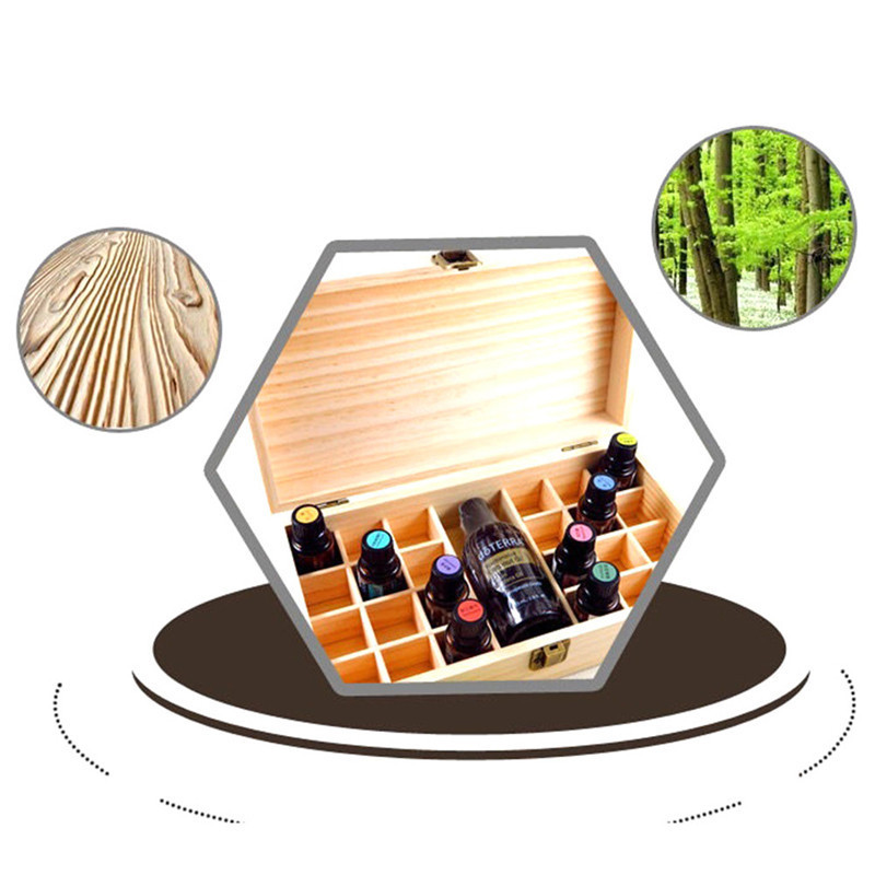 25 Holes Essential Oils Wooden Box 5ml /10ml /15ml Bottles SPA YOGA Club Storage Case Organizer Container