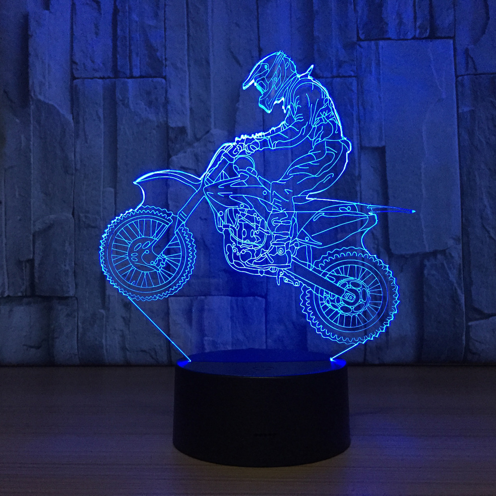 Novelty 3D Table Lamp LED Motocross Bike Night Lights USB 7 Colors Sensor Desk Lamp Holiday Gifts
