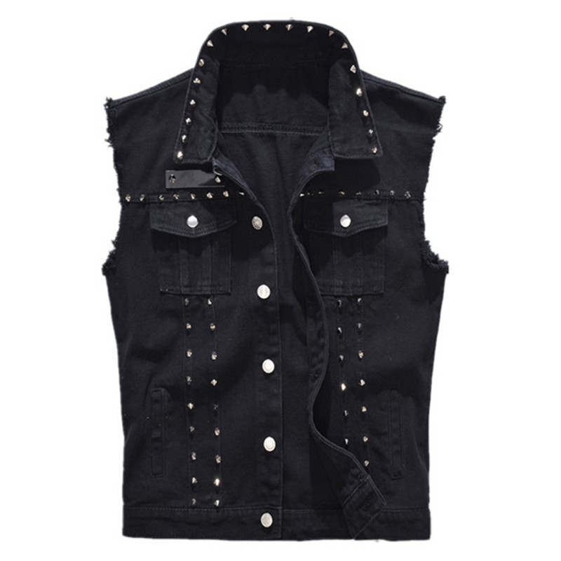 Fashion High Street Men Denim Vest Punk Style Rivet Jeans Waistcoat Plus Size M-5XL Male Motorcycle Sleeveless Jean Jacket Black, Black;white
Fashion High Street Men Denim Vest Punk Style Rivet Jeans Waistcoat Plus Size M-5XL Male Motorcycle Sleeveless Jean Jacket Black, Black;white
