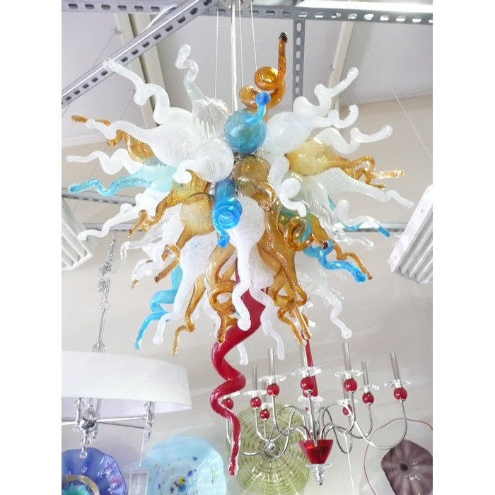 Custom Made Hand Blown Colorful Glass Chandelier Modern Art Decor Home Designed Glass Pendant Lamps Modern LED Chihuly Style Chandelier