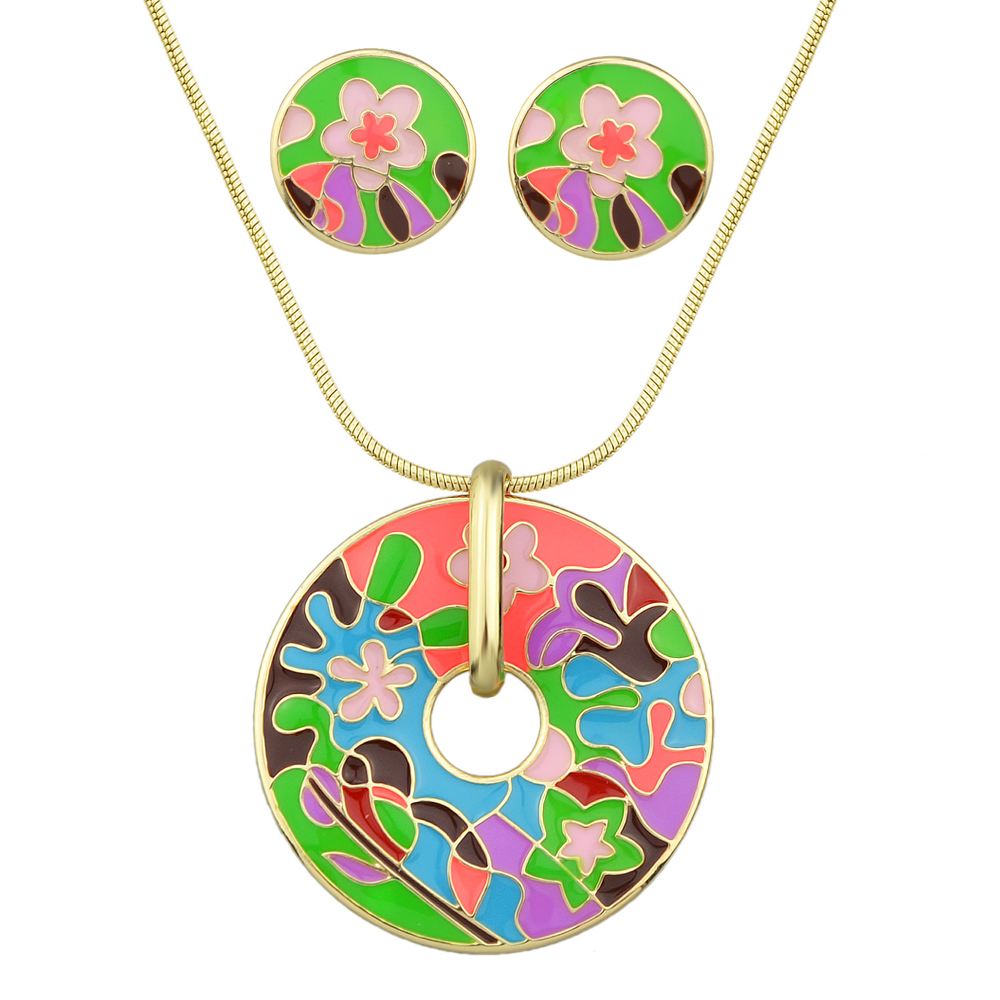 Ethnic Style High Quality Colorful Enamel Flower Pattern Round Pendant Necklace and Stud Round Earring Bohemian Jewelry Sets, As pic
Ethnic Style High Quality Colorful Enamel Flower Pattern Round Pendant Necklace and Stud Round Earring Bohemian Jewelry Sets, As pic