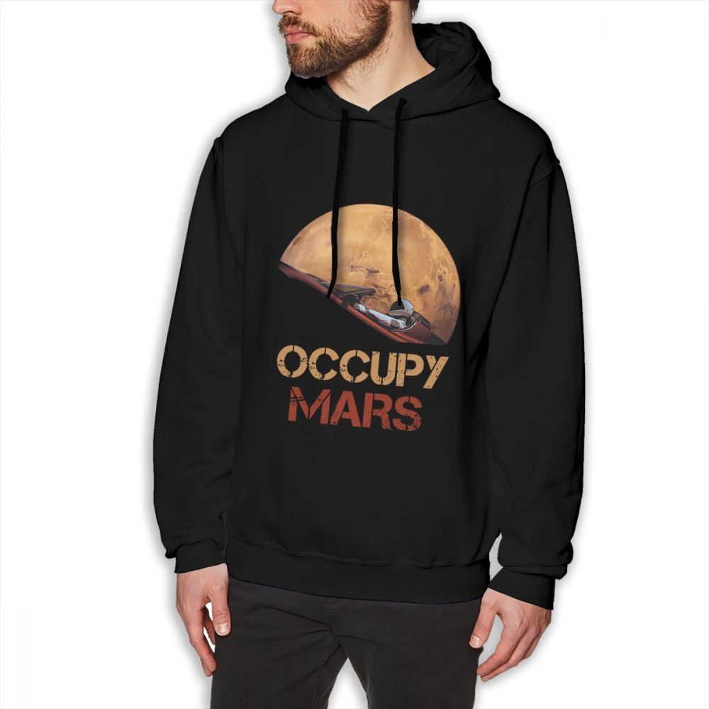 Occupy Spacex Long Sleeve Men Quality Quality Camiseta Crewneck, Black