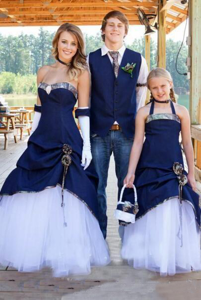 Latest Country Cowboy Camo Wedding Dresses Blue Denim A Line Pleats Sweetheart Lace Up Back Vintage Bridal Gown Custom Made