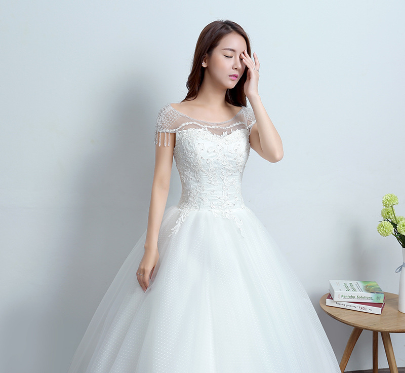Real Photo White Fashion Classic Vestido De Noiva 2017 New Korean style Elegant Princess Sweetheart Lace with Appliques Bead