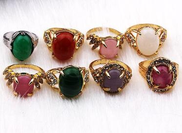 new Fashion Jewelry Mixed style Mixed order Exaggeration Opal Turquoise gemstone crystal Ring for Women