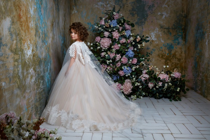 pentelei flower girl dresses for weddings with wrap lace appliqued beads little kids baby gowns cheap long communion dress