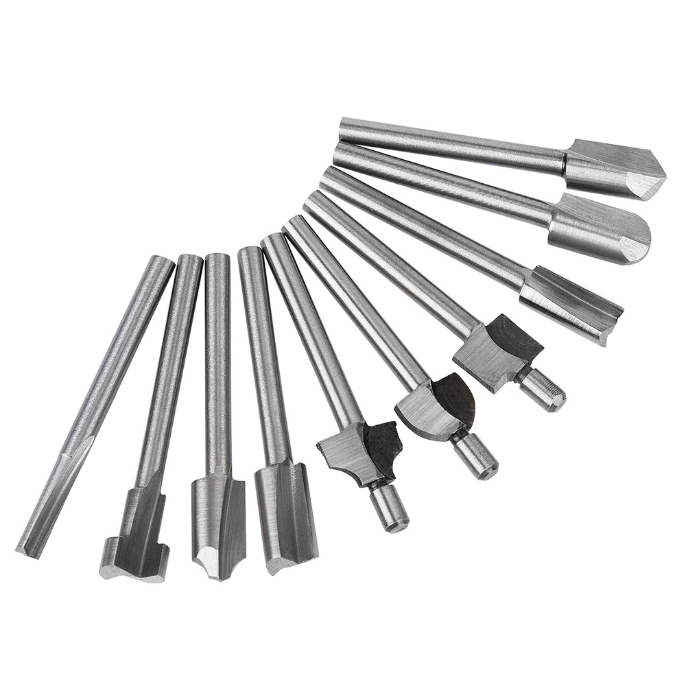 10PCSlot 18 Mini Shank HSS Carpentry Router Bits Fit Dremel Rotary Tools Woodworking Router Bits Milling Cutter