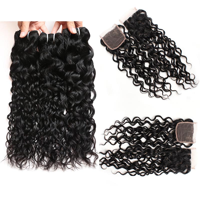 Meetu Wholesale Brazilian Human Hair Bundles with Closure Water Wave Wet and Wavy Weave Weft Extensions 4pcs lot for Women All Ages 8-28inch Jet Black, Natural color
Meetu Wholesale Brazilian Human Hair Bundles with Closure Water Wave Wet and Wavy Weave Weft Extensions 4pcs lot for Women All Ages 8-28inch Jet Black, Natural color