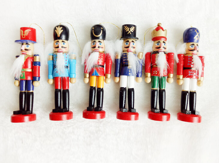 12cm Nutcracker Wood Made Christmas Ornaments Pure Manual Coloured Drawing Walnuts Soldiers 12 pcs/lot Creative Gift