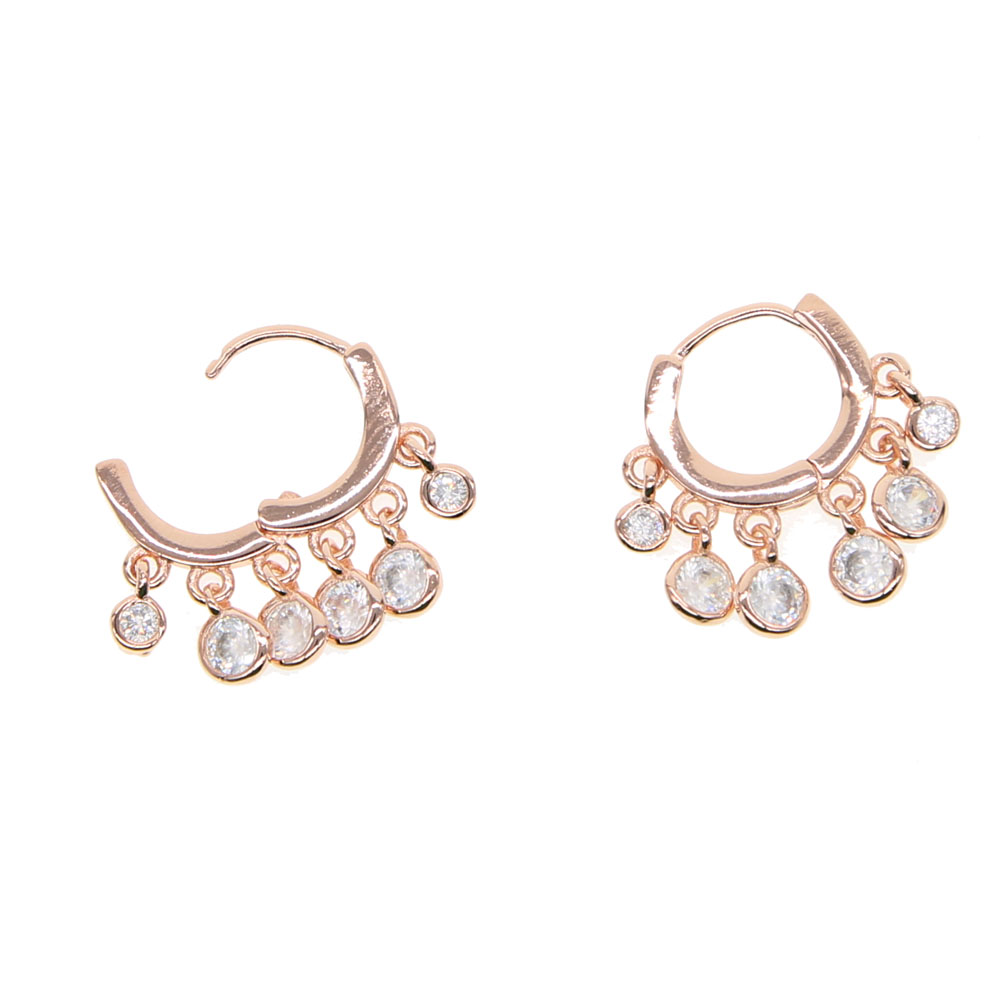 2024 new arrived fashion earring tassel cz drop charm mini hoop 3 colors Gold plated high quality Trendy Gorgeous women gift jewelry