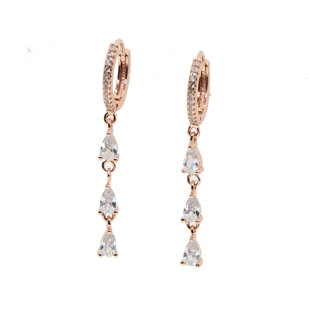 rose gold plated fashion jewelry dangle water drop cz diamater sparking bling wedding gift fashion charm tassel earring