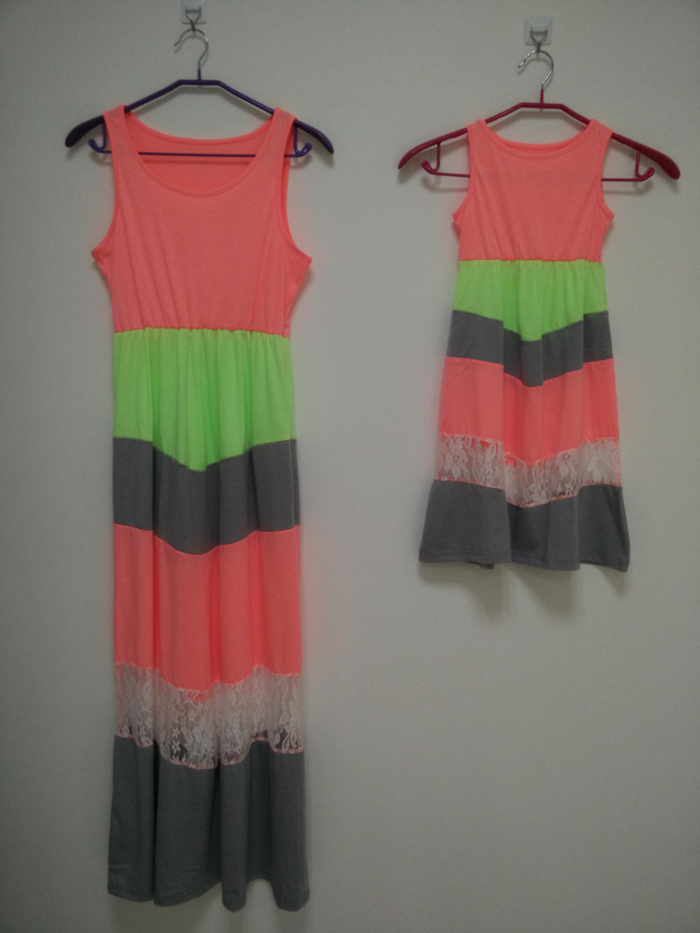 Mommy and Me Matching Dresses Summer Mother and Daughter Girls Outfits Lace Bohimia Beach Dress Family Look Clothes