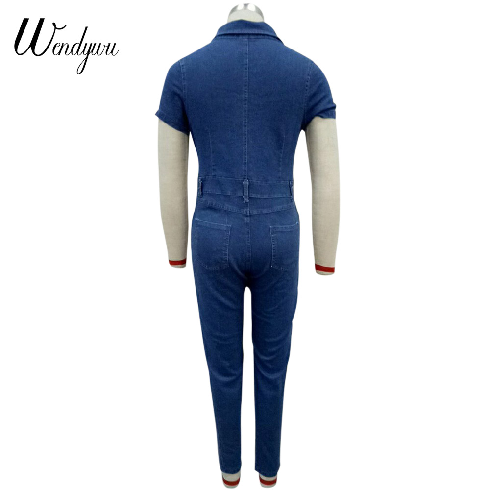 Wendywu Plus Size Good Quality Jeans Jumpsuit For Women Short Sleeve Fashion Bodysuit Rompers And Jumpsuits 2018 Denim Overalls designer bag