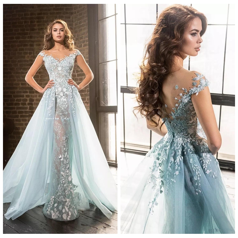2021 Beautiful Ice Blue Elie Saab Overskirts Prom Dresses Arabic Mermaid Sheer Jewel Lace Applique Beads Tulle Formal Evening Party Gowns, Sage
2021 Beautiful Ice Blue Elie Saab Overskirts Prom Dresses Arabic Mermaid Sheer Jewel Lace Applique Beads Tulle Formal Evening Party Gowns, Sage