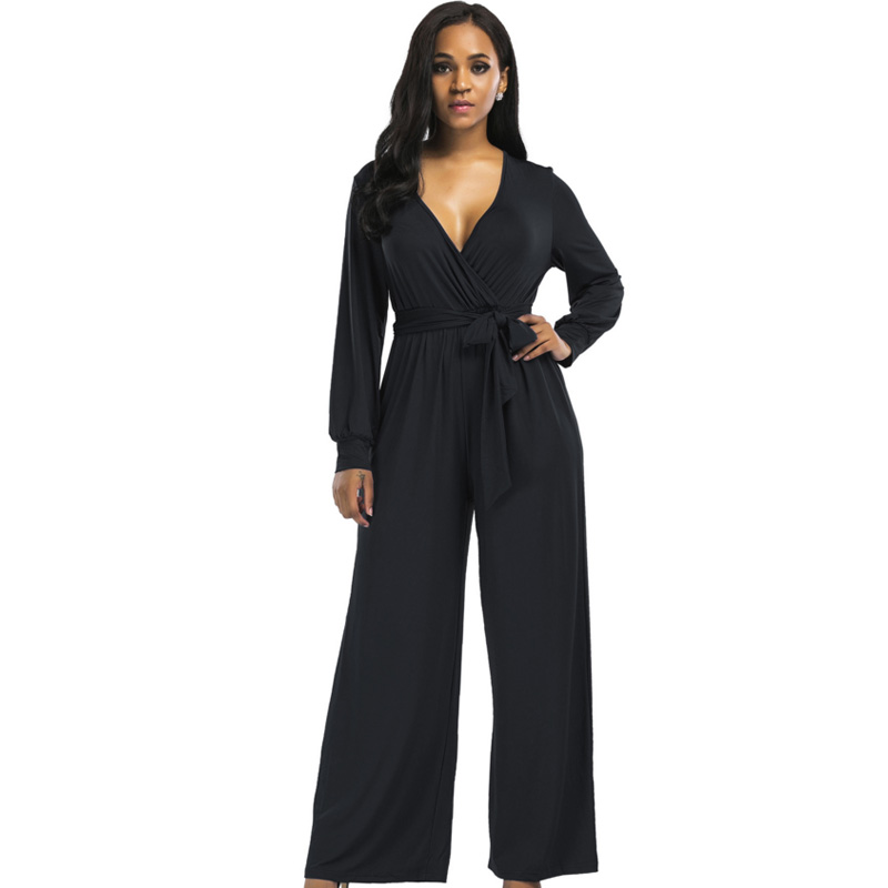 Plus size sexy v neck wide leg long pant women jumpsuit romper 2018 long sleeve tunic party with belt elastic fashion overalls, Winered
Plus size sexy v neck wide leg long pant women jumpsuit romper 2018 long sleeve tunic party with belt elastic fashion overalls, Winered