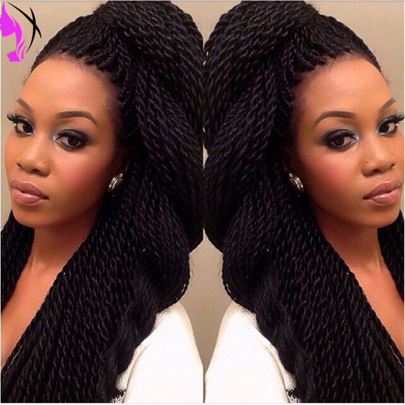 High quality Micro Twist Braids Wig 30 Inch Handmade Senegalese Twist Wig Black/brown braided lace front wig for women