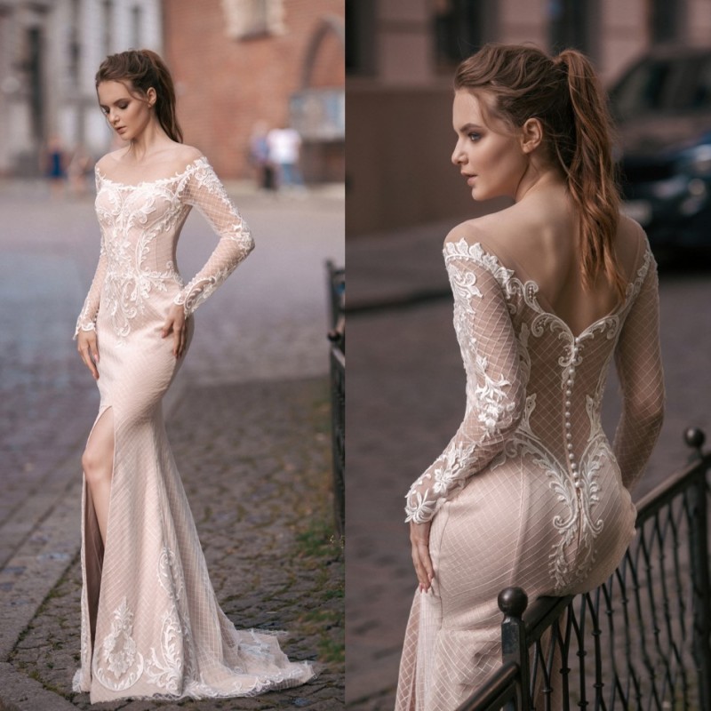 Milva Elegant Mermaid Wedding Dresses Off Shoulder Long Sleeve High Quality Lace Side Split Floor Length Custom Made Country Bridal Gowns, Custom made from color chart
Milva Elegant Mermaid Wedding Dresses Off Shoulder Long Sleeve High Quality Lace Side Split Floor Length Custom Made Country Bridal Gowns, Custom made from color chart