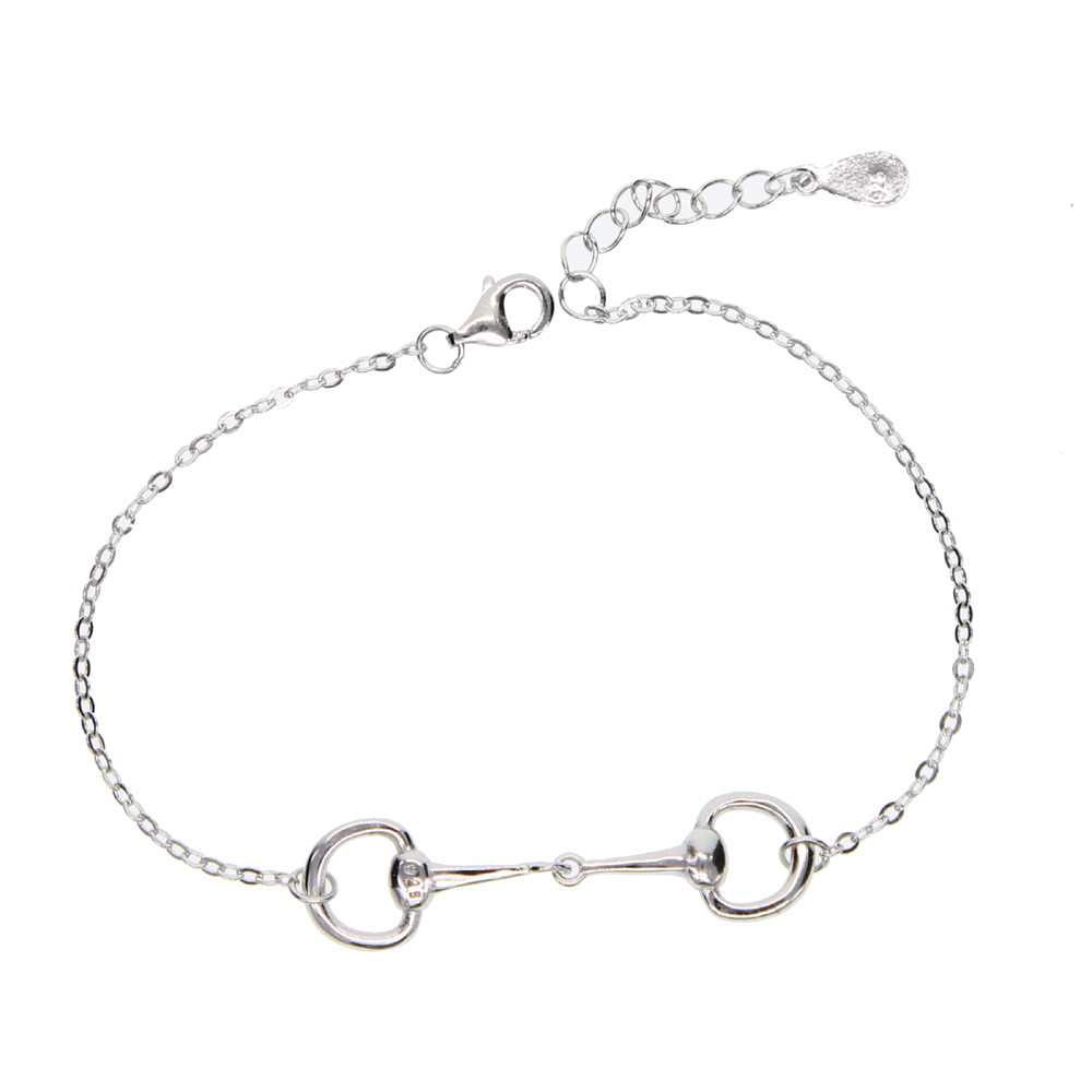 Classic bit Charm Bracelets 100% Real 925 Sterling Snaffle Bracelet Horse Jewellery With Color Rose For Women Jewelry