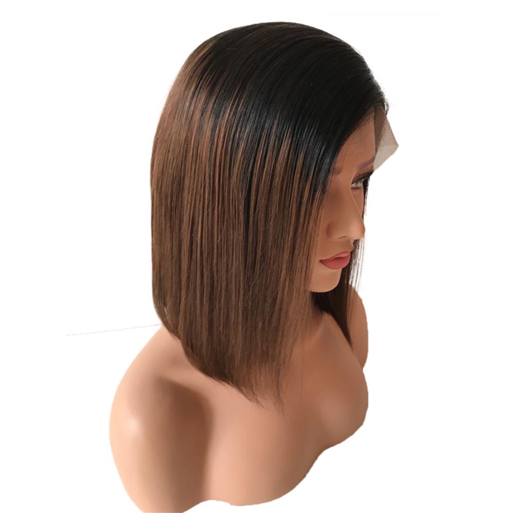 Full Lace Human Hair Wigs brazilian short human hair ombre color 1b/4# straight lace front human hair wigs
