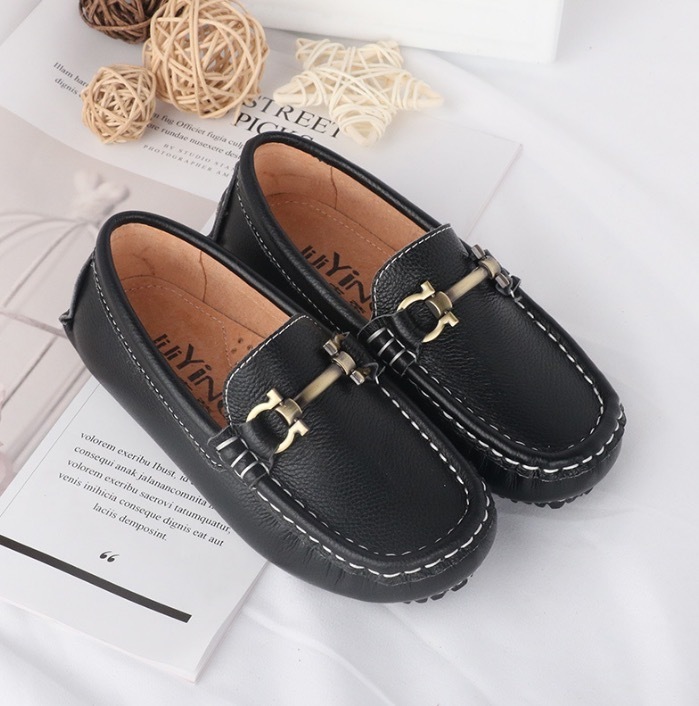 2018 Spring Autumn Kids Shoes Boys Genuine Leather Shoes White Black Boys Shoes For Wedding Toddler Boys Loafers Casual Sneakers