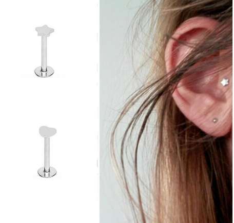 Surgical Steel Heart Star Lip Bar Labret Ring Hoop Helix Cartilage Tragus Stud Daith Ear Studs Body Piercing Jewelry