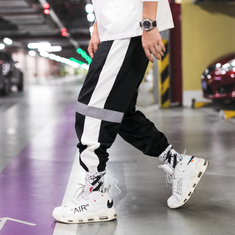 Side Striped Harem Pants Men 2018 Mens Reflective Joggers Pants Male Streetwear Fashions White Vintage Sweatpants