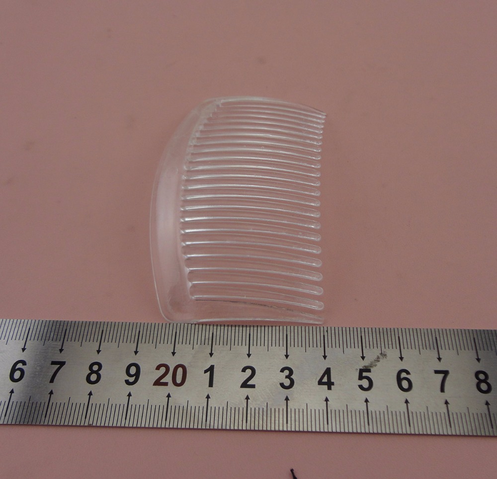 20PCS 5.0cm*8.5cm 23teeth Clear plain plastic hair combs for diy hair accessories bridal headpieces,transparent side combs