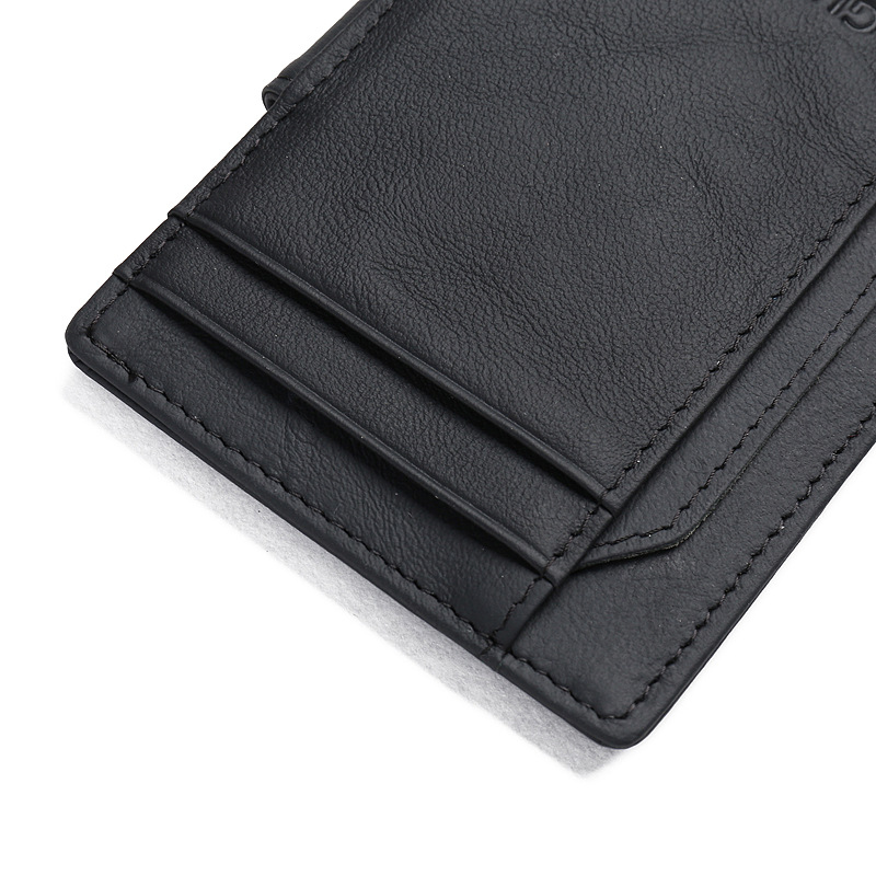 high quality fashion short ultra thin anti theft rfid magnet money clip designer top grain cowhide genuine leather men wallets