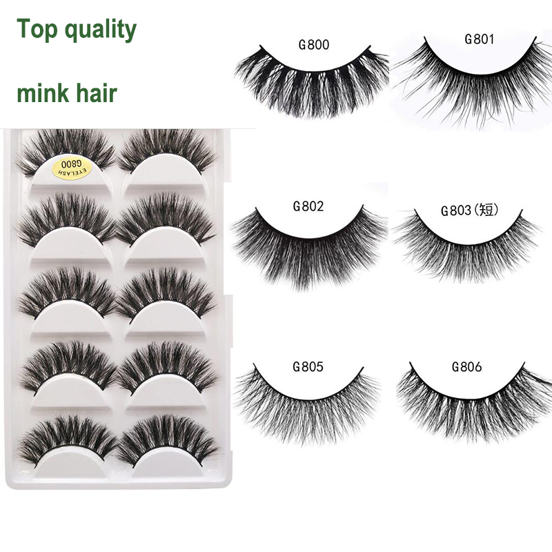 5 Pairs 3D Mink Hair lash Natural soft Cross False Eyelashes Long Messy Makeup Fake Eye Lashes Extension Make Up Beauty Tools