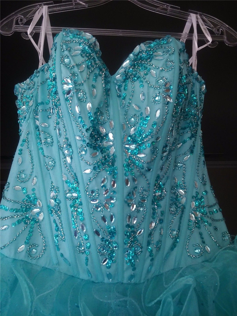 2020 New Blue Ball Gown Quinceanera Dresses Crystals For 15 Years Sweet 16 Plus Size Pageant Prom Party Gown QC1051
