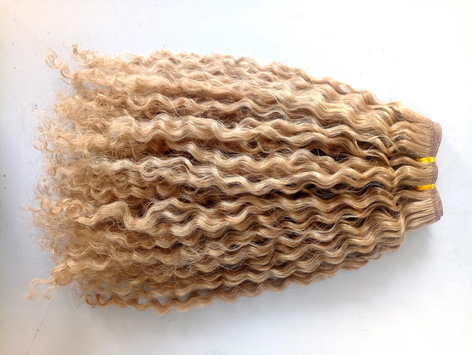 New Arrive Brazilian Human Virgin Remy Curly Hair Extensions Dark Blonde 27# Color Hair Weft 2-3Bundles For Full Head