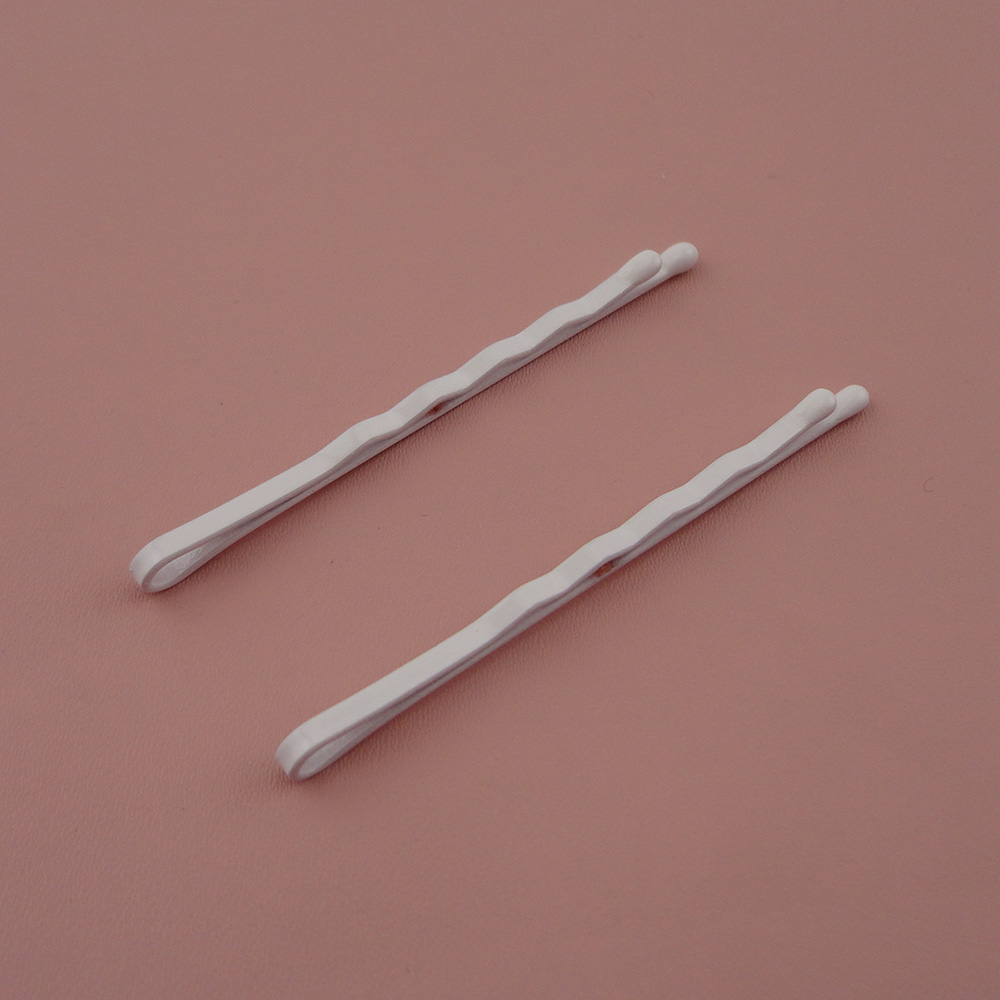 50PCS 2.0mm*5.5cm 2.15" White four waved plain Metal bobby pins hair barrettes with enamel Round tips at nickle free&lead free