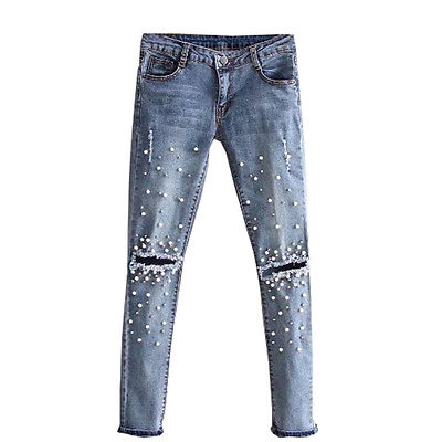 New Hot Fashion Hole Womens Ripped Jeans Knee Cut Skinny Fit Stretchy Ladies Denim Pearl, Picture color
New Hot Fashion Hole Womens Ripped Jeans Knee Cut Skinny Fit Stretchy Ladies Denim Pearl, Picture color