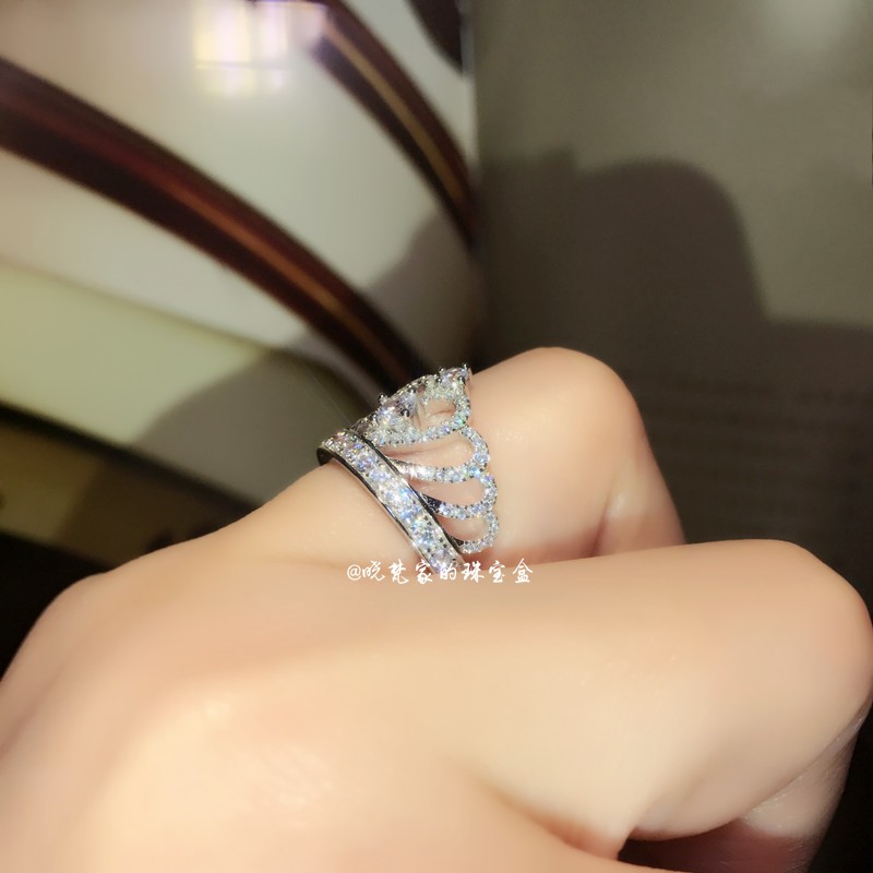 Pave Sterg Sier Tiny White Sapphire CZ Dia Gemstones Women's Party Wedding Crown Band Ring 4