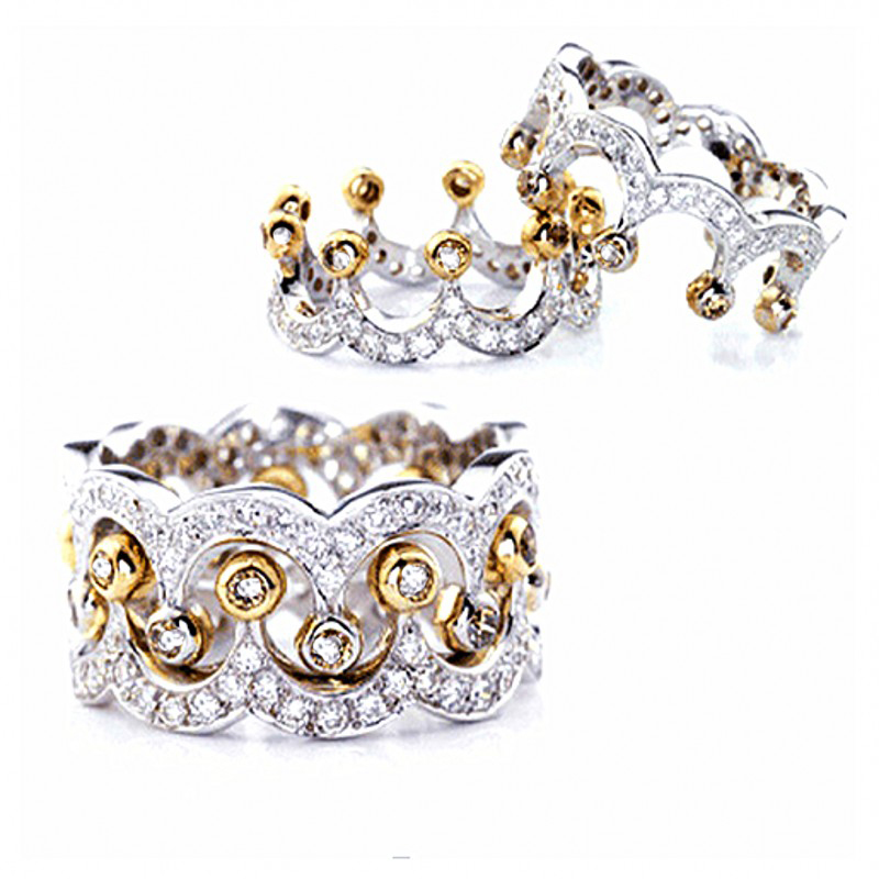 2017 New Women Fashion 925 Sterling silver Crown rings Diamonique Cz Engagement wedding band ring for women love Gift