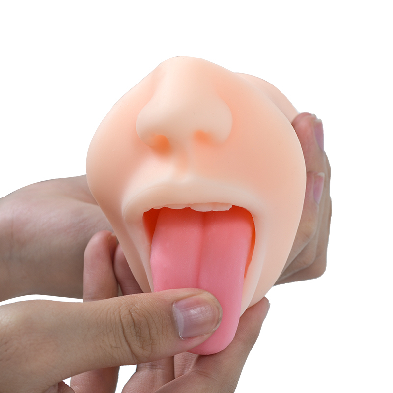 Deep Throat Male Masturbator Oral Sex Blowjob Masturbation Cup with Teeth Tongue Realistic Pocket Pussy Sex Toys for Men Y18103005