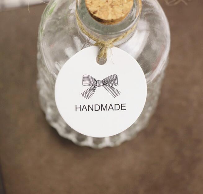 Craft Gift Label Tag Handmade Thank You Tag Round Wedding Favors Paper Card Cookies Decorative Tag