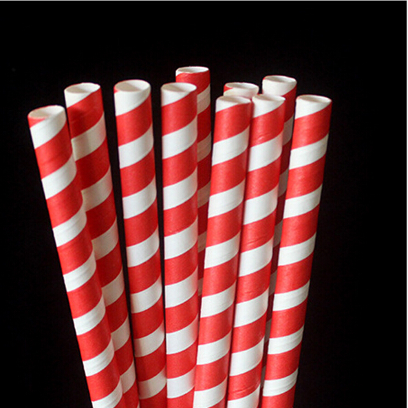 Drinking Straws Hard Milk Large Straw 8 mm Disposable Paper Thick Straw Black Stripe Degradable 100 Pieces/Lot