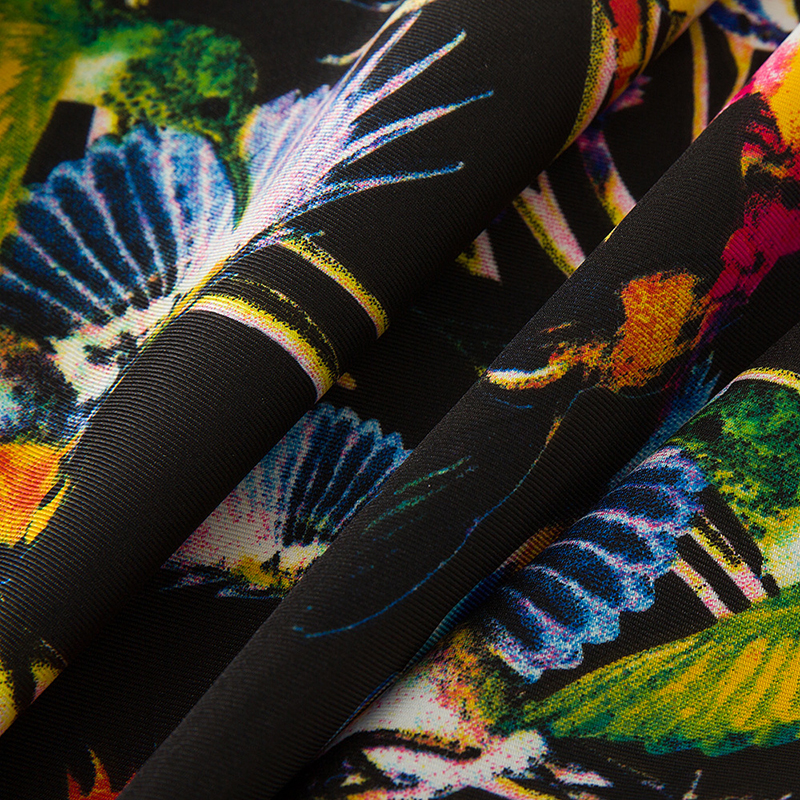 Joker Black Square Twill Women Animal Print Scarf Foulard Femme Echarpe En Soie Bird Large Silk Scarves Dropshipping 130*130CM